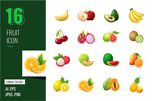 Fruit Icon Set, a Solid Icon by shin_std