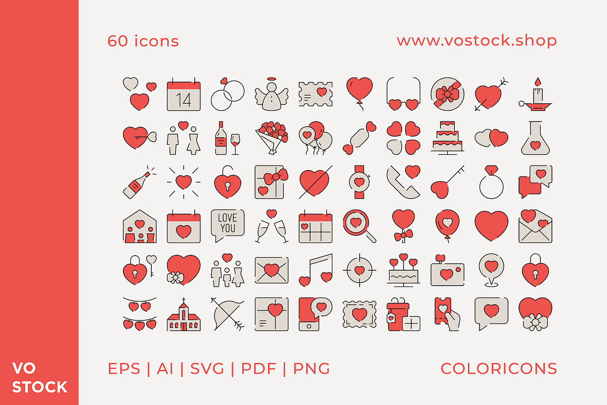 60 Valentines Day Color Icons, an Icon by vo.stock (Photo 2 of 6)