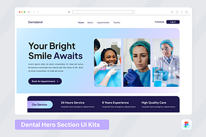 Dentaland Dental Clinic Hero Header, an UI Kit Template by SquidPixey