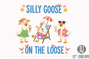 Beach Silly Goose Summer Clipart PNG, an Illustration by Designking