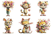 Whimsical Easter Cats Clipart, an Illustration by CraftArtStudio (Thumbnail 6 of 6)