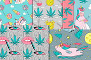 Vector cannabis & unicorns patterns, a Background Graphic by lenavetka87 (Thumbnail 8 of 10)