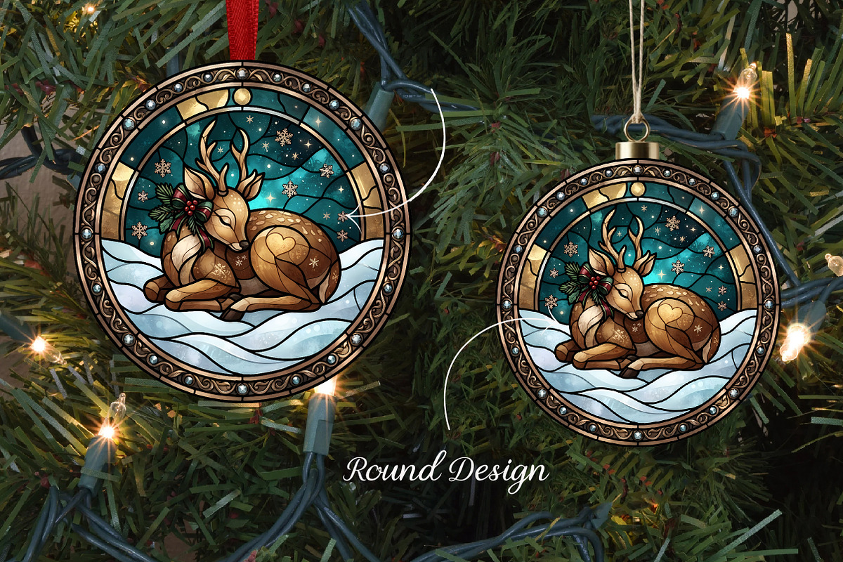 Stained Glass Deer Ornament Art, a Transportation Illustration by CrexoraLab (Photo 1 of 3)