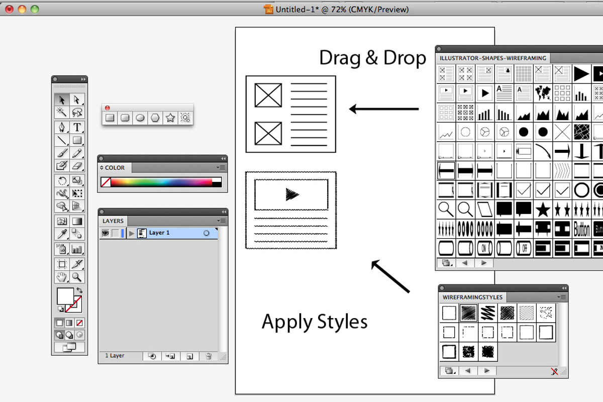 Illustrator Shapes for Wireframing, a Wireframe Template by vladocar (Photo 4 of 4)