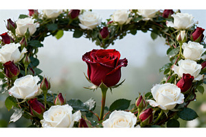 Red rose centered in heart-shaped, an Abstract Photo by tilialucida