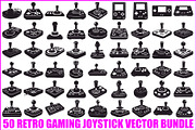 50 Retro Gaming Joystick Vector Bund, an Illustration by Creativeshirt (Thumbnail 1 of 51)