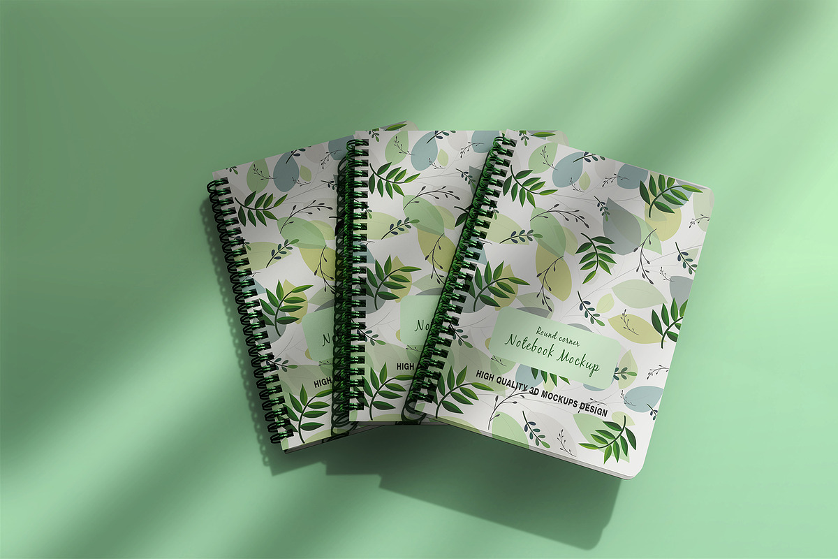 Realistic round notebook mockup, a Books & Magazine Mockup by Raihan Rahman (Photo 7 of 19)