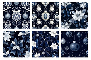 Navy Christmas Bows Digital Paper, a Pattern Graphic by SinaCreation (Thumbnail 2 of 5)