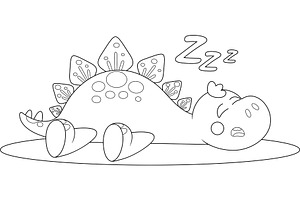 Outlined Cute Baby Dinosaur, an Illustration by HitToon