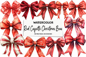 Red Coquette Christmas Bow Clipart, an Illustration by DreamArtGraphic