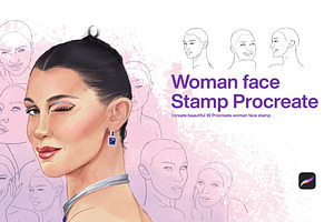 10 Woman Face Stamps Procreate