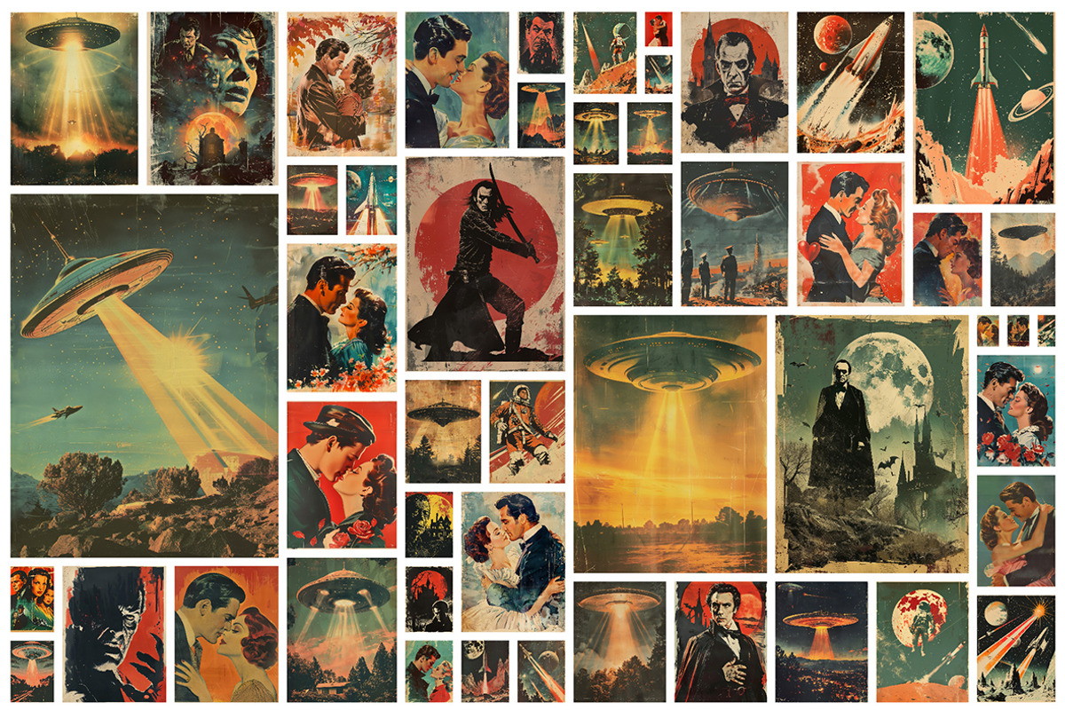 209 Vintage movie posters, a Person Illustration by Handmadefont (Photo 8 of 11)