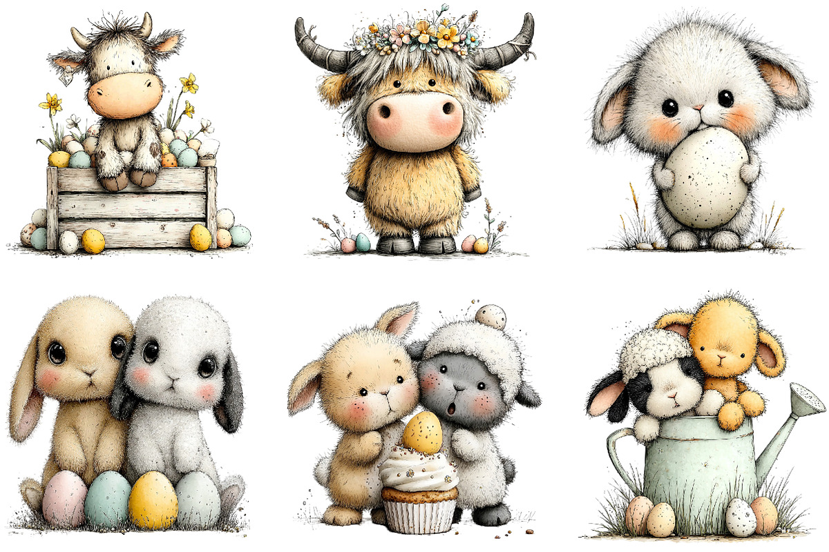 Fluffy Bunny Lamb Easter Clipart, an Illustration by Sublimation Artist (Photo 6 of 7)