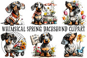 Whimsical Spring Dachshund Clipart, an Illustration by OK Design (Thumbnail 2 of 6)