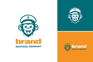 Monkey Wear Captain Hat Logo, a Branding & Logo Template by funpixel