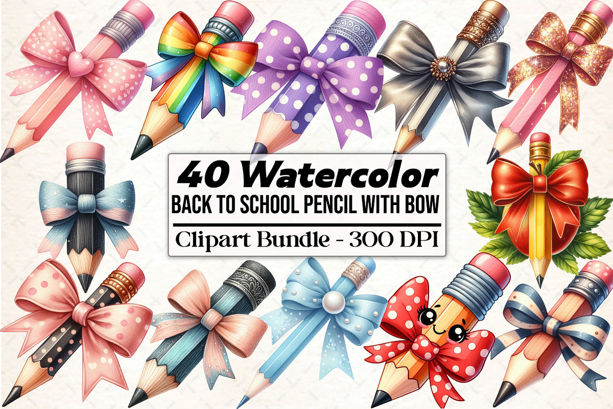 Pencil with Bow Back to School, an Illustration by DreamCafeArt (Photo 1 of 5)