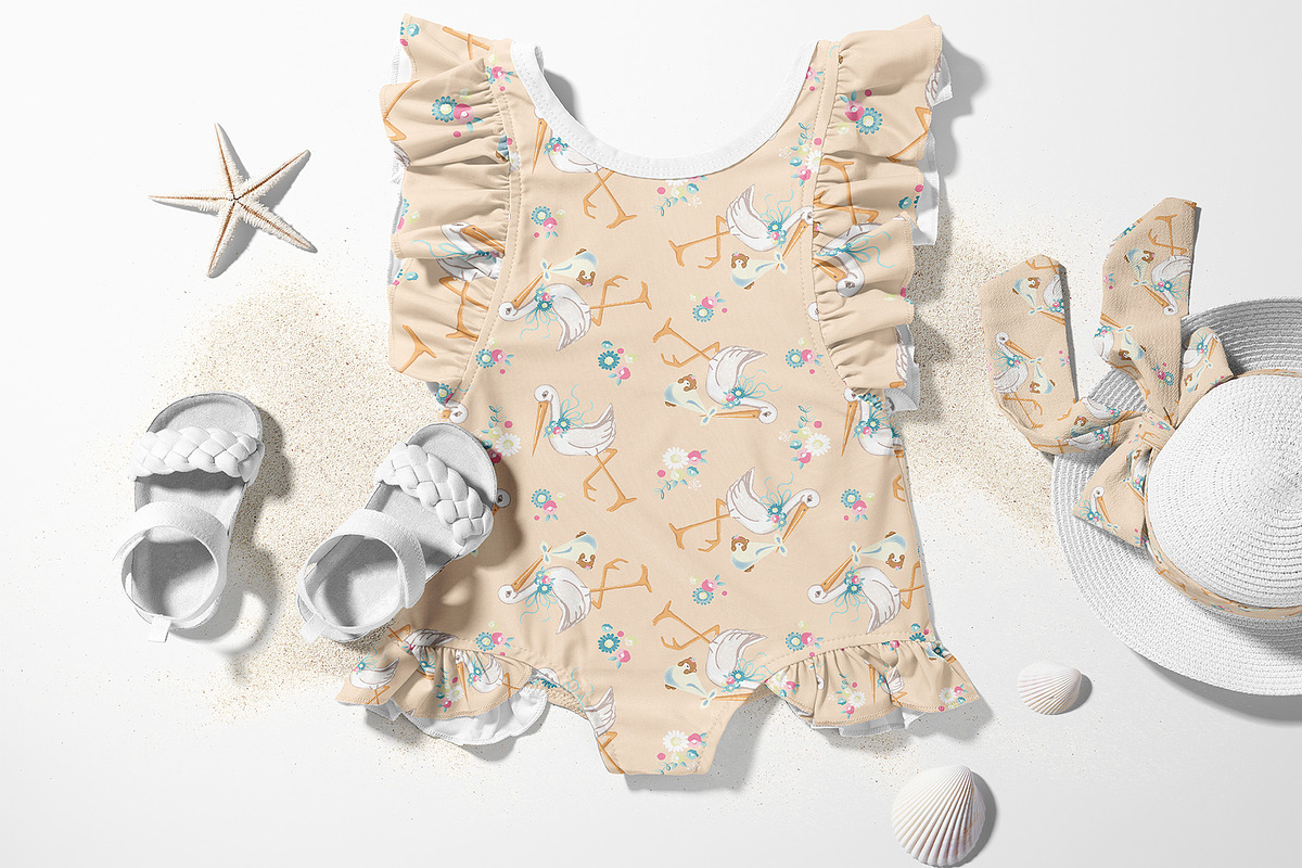 Adorable Baby Stork Seamless Pattern, a Pattern Graphic by StudioGlouna (Photo 3 of 6)