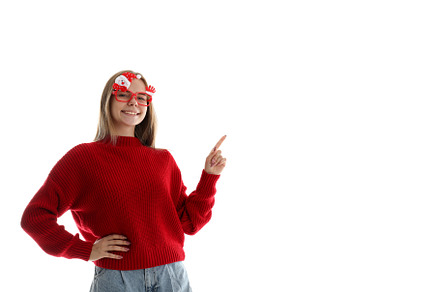 Attractive girl isolated on white background, Christmas concept, a Person Photo by AtlasStudio PRO