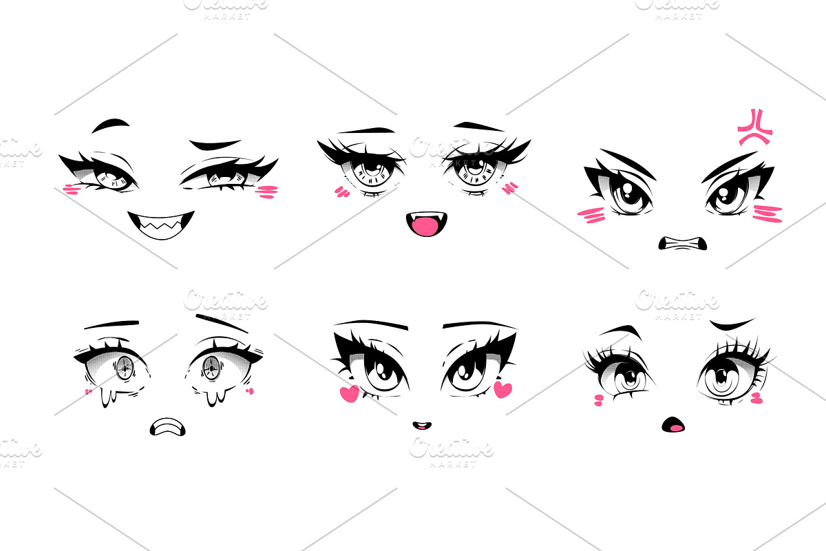 Anime character facial expressions, an Illustration by art PVP - market