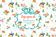 Dogs apres ski pattern, a Pattern Graphic by Tani Kuzminka (Thumbnail 1 of 5)