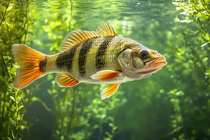 Stunning freshwater perch displayed, a Photo by Pavel_design