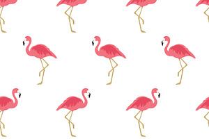 Seamless pattern pink flamingo, a Pattern Graphic by Viktorijareut