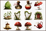 Watercolor Fairy Garden Clipart, an Illustration by Sublimation Artist (Thumbnail 3 of 6)
