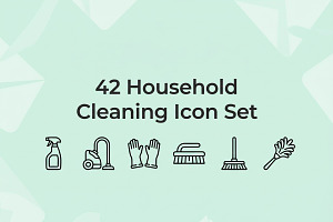 42 Minimal Household Cleaning Icons, an Outline Icon by adenpinkstore