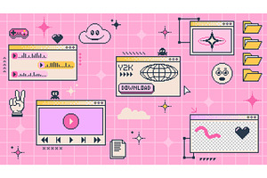 Retro y2k computer window page, a Technology Illustration by Vector Tradition