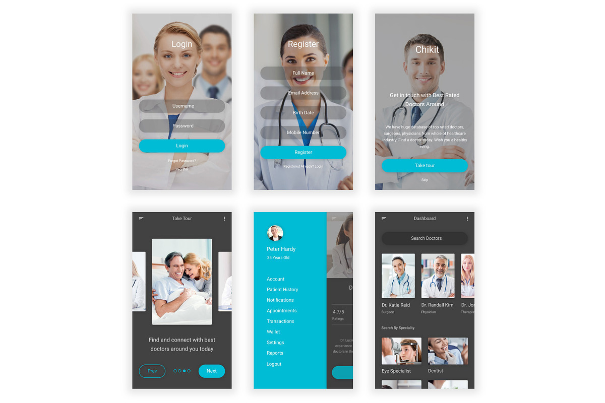 Find Doctor & Physician Sketch App, an UI Kit Template by themelove (Photo 10 of 13)