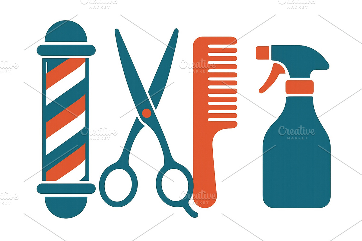 Essential barber tools displayed, an Object Illustration by ZinetroN