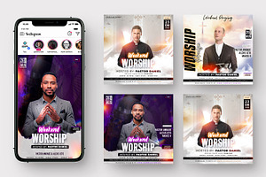 Worship Church Instagram Flyers Set, a Flyer Template by PixelsDesign