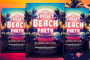 Sunset Beach Party Flyer Template