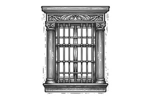 Prison Cell Window with Bars and, an Illustration by AlexArt