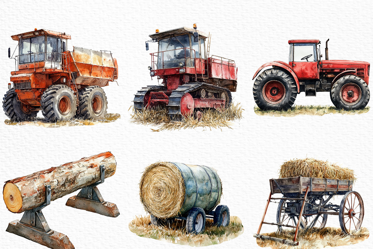 Farm Machines Clipart, an Illustration by Craft Nest (Photo 3 of 6)