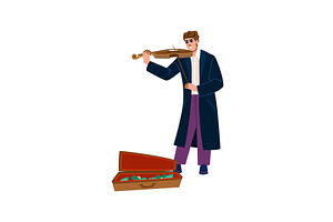 Street musician playing violin for, a Person Illustration by pikepicture