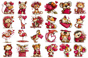 Valentine's Whimsical Animals Clipar, an Illustration by Daily.Designs (Thumbnail 5 of 5)