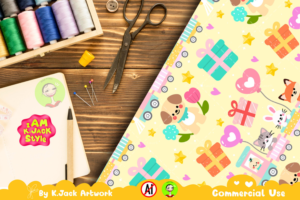 Baby Shower Train Adventure Seamless, a Background Graphic by K.JackArtwork (Photo 7 of 8)