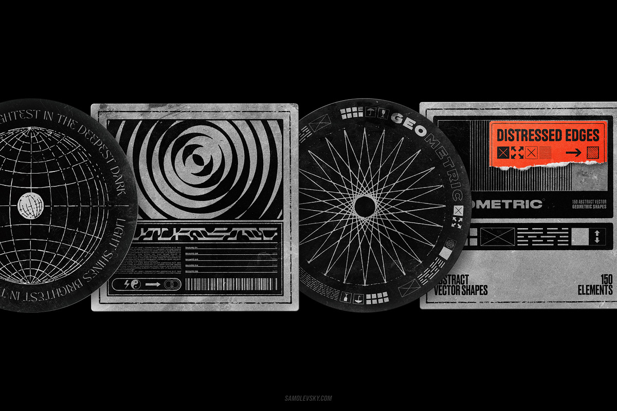 150 Geometric Distressed Shapes, an Object Graphic by Samolevsky (Photo 10 of 18)