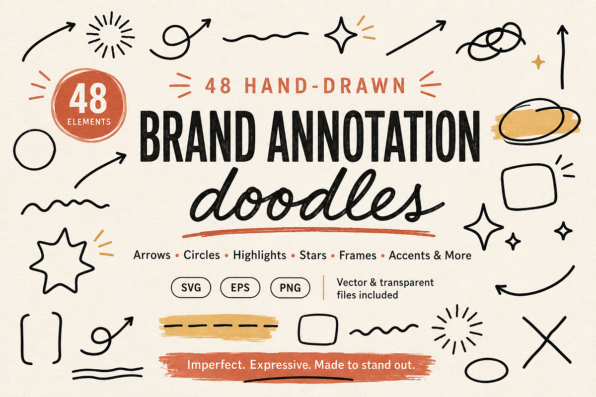 48 Hand-Drawn Annotation Doodles, an Object Graphic by Designs24hr (Photo 1 of 8)
