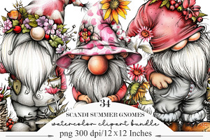 Scandi Summer Gnomes Clipart, an Illustration by Designking