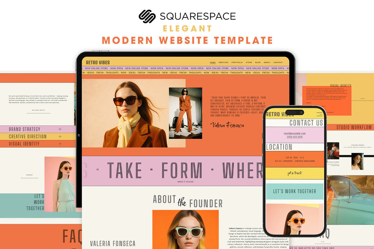 Retro Squarespace Website Template, a Squarespace Template by Mockup Art Atelier (Photo 1 of 16)