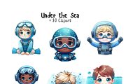 Undersea watercolor clipart, nursery, a Person Illustration by VM PARTYS  BY TAIRUMA (Thumbnail 3 of 10)