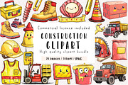 Cute Construction Watercolor Clipart, an Illustration by CreationArt (Thumbnail 1 of 9)