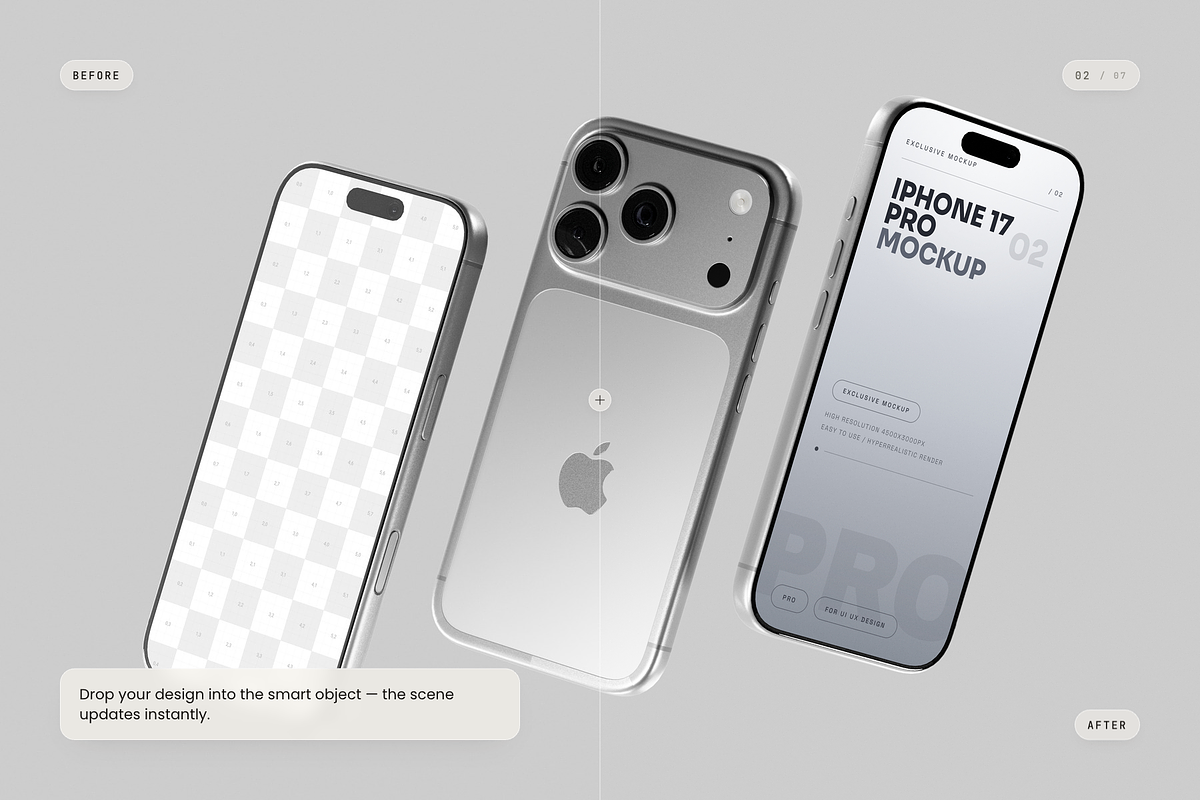 iPhone 17 Pro Mockup, an iPhone Mockup by Toasin Studio (Photo 2 of 7)