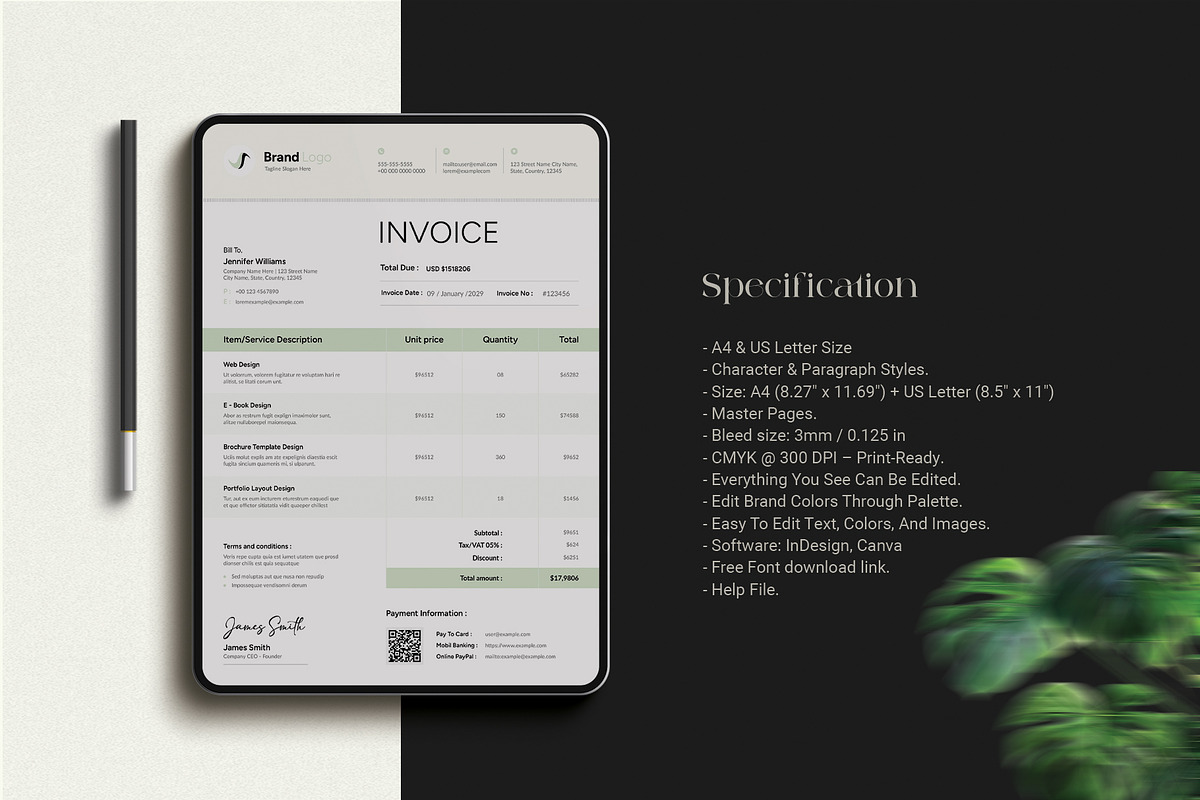 Invoice Template, a Stationery Template by Cleffon_Graphic_Studio (Photo 2 of 3)