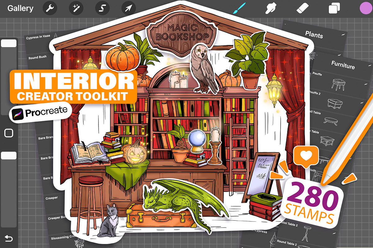 PROCREATE INTERIOR CREATOR TOOLKIT, a Brush Add-On by AlexandraArt (Photo 1 of 10)