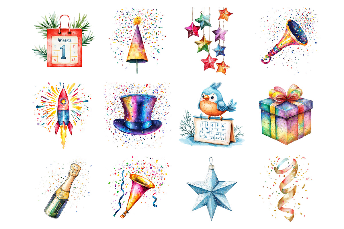 New Year Clipart, an Illustration by Design Market (Photo 2 of 3)