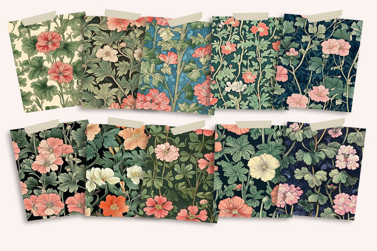 William Morris Geranium Seamless, a Pattern Graphic by PrintablesByFranklyn (Photo 2 of 10)