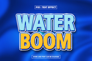 Water boom 3d glossy text effect, a Layer Style Add-On by AP Market